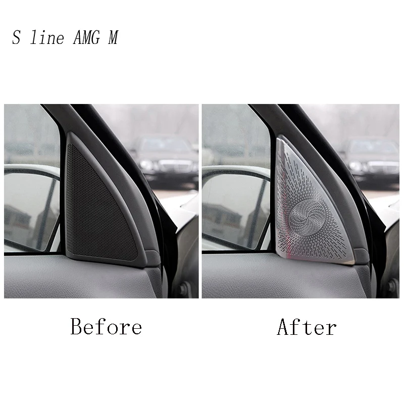 Car Styling Door A-pillar Srereo Speaker Frame Decoration Cover Trim For Mercedes Benz C class W203 2002-2006 Interior Sticker