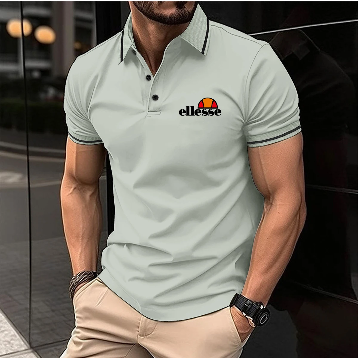 Men's Short-sleeved Polo Shirt Casual 3D Printed Design Stripes Pattern Summer men Polyester Sports Polo Shirt Men's Clothing