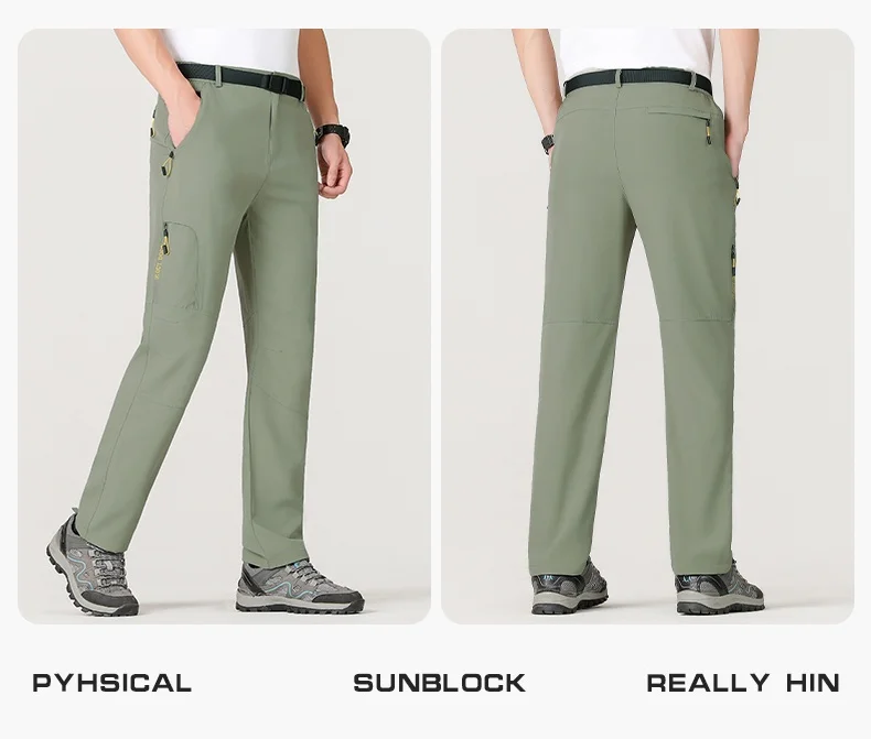 5XL Sommer Schnelltrocknende Wanderhose Herren Dehnbare Wasserdichte Taktische Hose mit Reißverschlusstaschen Leichte Angelhose – Detail 22