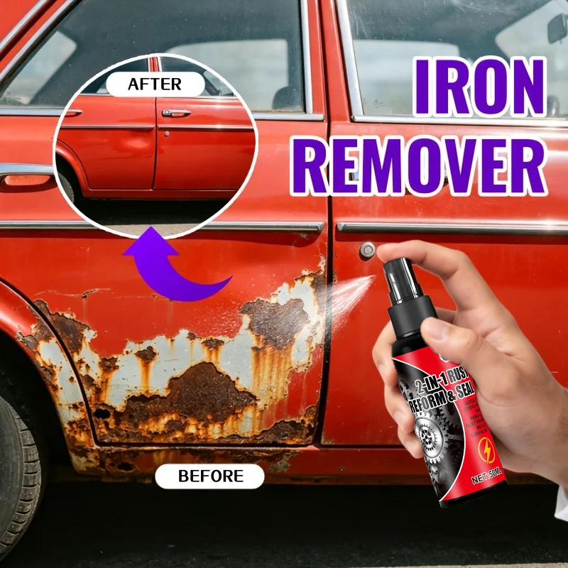 Universal rust remover and anti-rust spray, easily removes stubborn rust stains, suitable for cars, doors, hardware tools, a mus