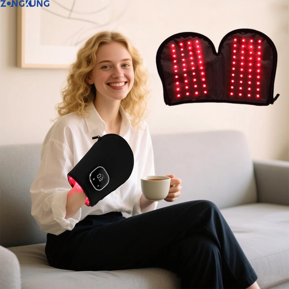 

Светодиодная красная и инфракрасная светотерапевтическая перчатка 660 нм 850 нм для облегчения боли в суставах рук, лечения артрита, расслабления мышц пальцев