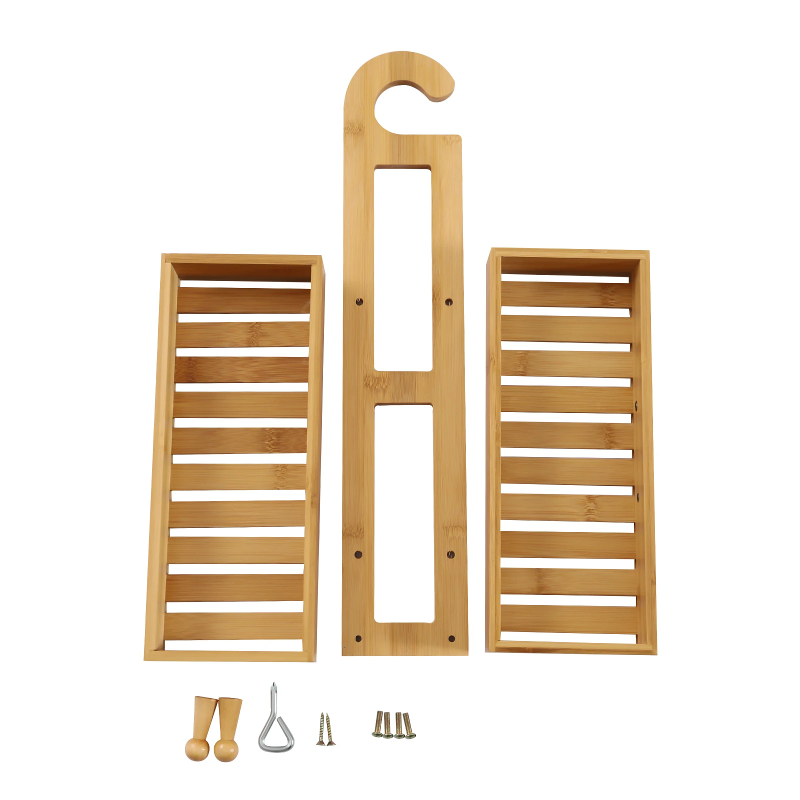 Bamboo Hanging Shower Caddy, Natural & Waterproof Bamboo Shower Rack w