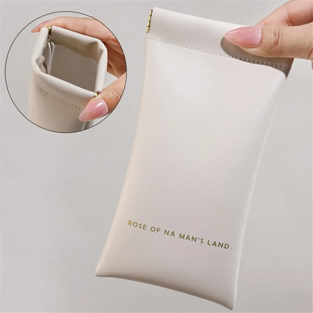 Soft PU Leather Glasses Storage Bag Waterproof Sunglasses Pouch Case Automatic Closing Protective Cover Portable Eyewear Accesso