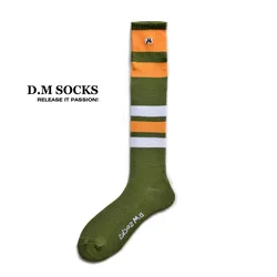 D. M men's high socks, striped socks, cotton socks, looped bottom, thickened football casual socks, long socks, winter