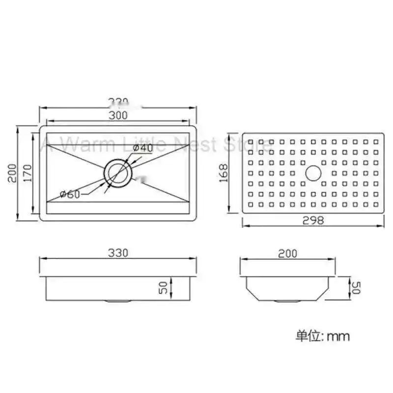 Nano Sink Hidden Stainless Steel Kitchen Sinks Island Bar Invisible Mini Small Single Sink Pantry with Cover Kitchen Fixture