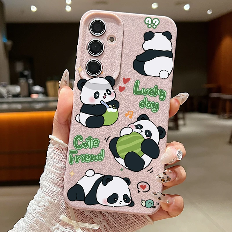 Smart Baby Panda Phone Case For Samsung Galaxy A55 A35 A25 A15 S24 S23 S22 Ultra S21 S20 FE A16 A52 A53 A14 A34 A54 5G Cover