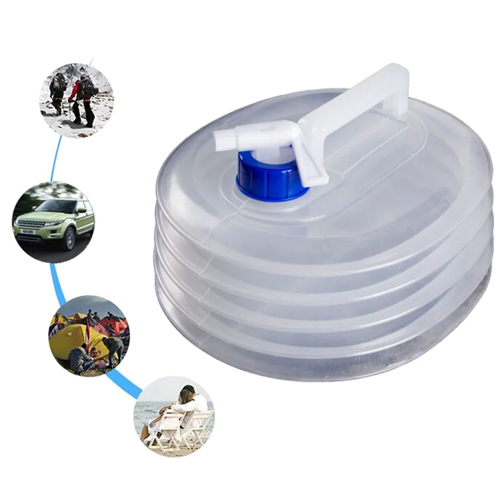 

15L Large Capacity Pe Foldable Water Bucket Bag Bottle Container With Spigot Tap For Outdoor Camping Hiking Picnic BBQ