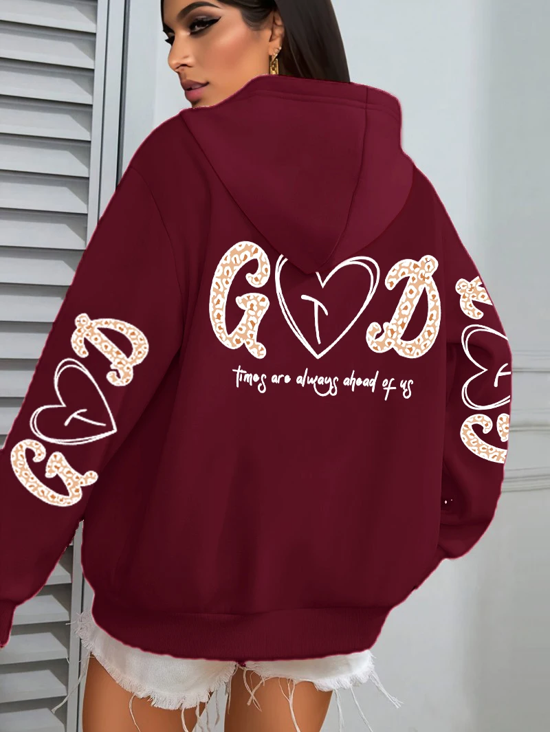 God times sempre afiado de nós impressão feminina com capuz solto hip hop hoodie casual velo roupas esportivas y2k all-match bolso hoodies