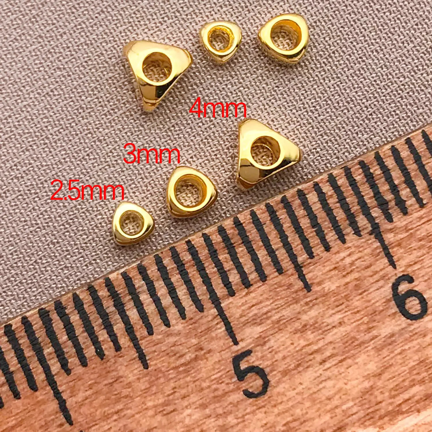 30pcs 18k genuine gold thick silver platinum triangle silver spacer beads, for DIY necklace bracelet making accessories
