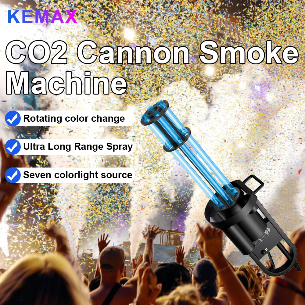 

DJ Equipment CO2 Cannon Smoke Machine, LED CO2 Blaster with RGB Lights, Handheld Fog Machine Stage Effect for Events Nightclub