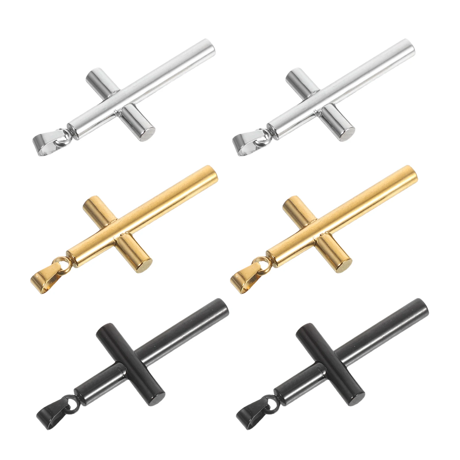

6pcs Mini Crucifix Pendant Stainless Steel For Women Men Faith Jewelry Small Religious Pendants Jesus Charm