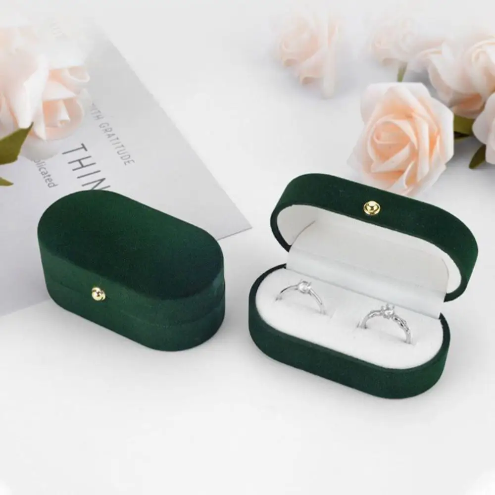 New Fashion Velvet Ring Box Portable Couple Double Slots Ring Storage Gift Box Jewelry Packaging Gift Box For Gift Package