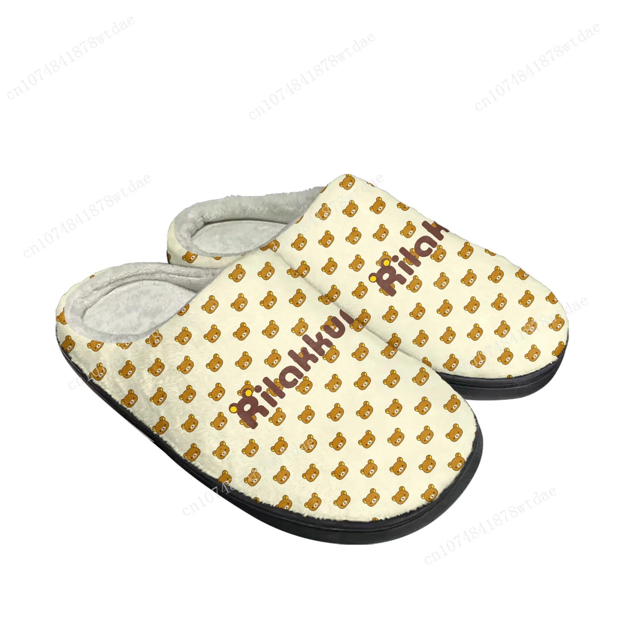 Rilakkuma casa chinelos de algodão das mulheres dos homens de pelúcia quarto casual manter sapatos quentes anime japonês personalizado chinelo térmico interior