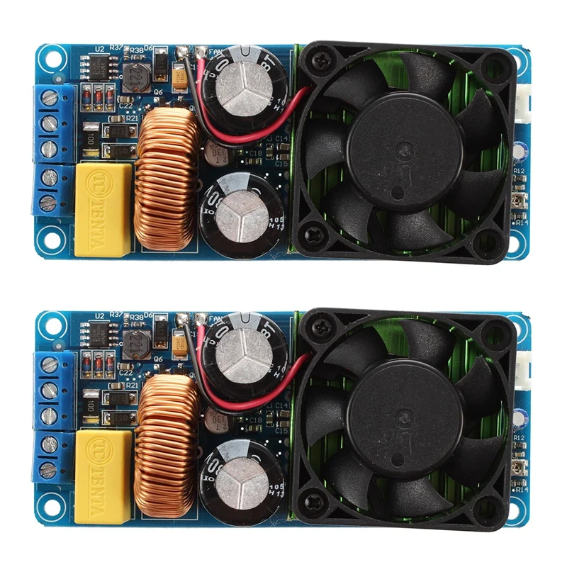 2X IRS2092S 500W Mono Channel Digital Amplifier Class D HIFI Power Amp Board With FAN
