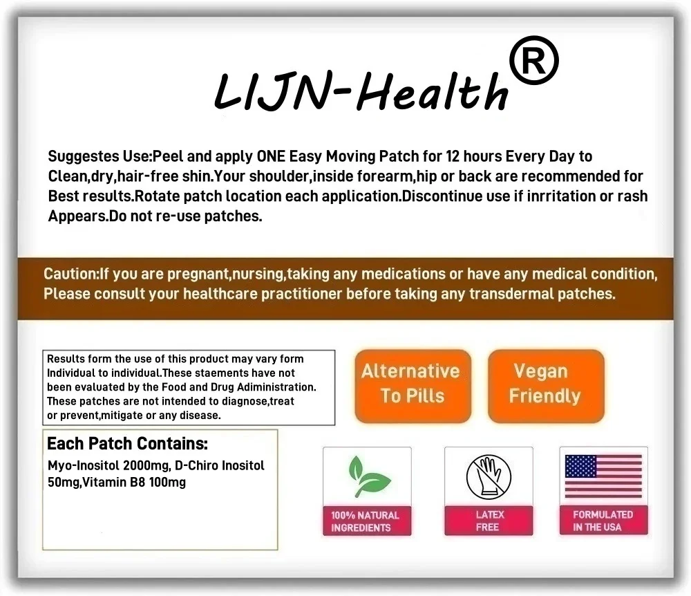 30 Patches Myo-Inositol & D-Chiro Inositol Transdermal Patches mit Vitamin B8 für Frauen unterstützen Hormonbalance
