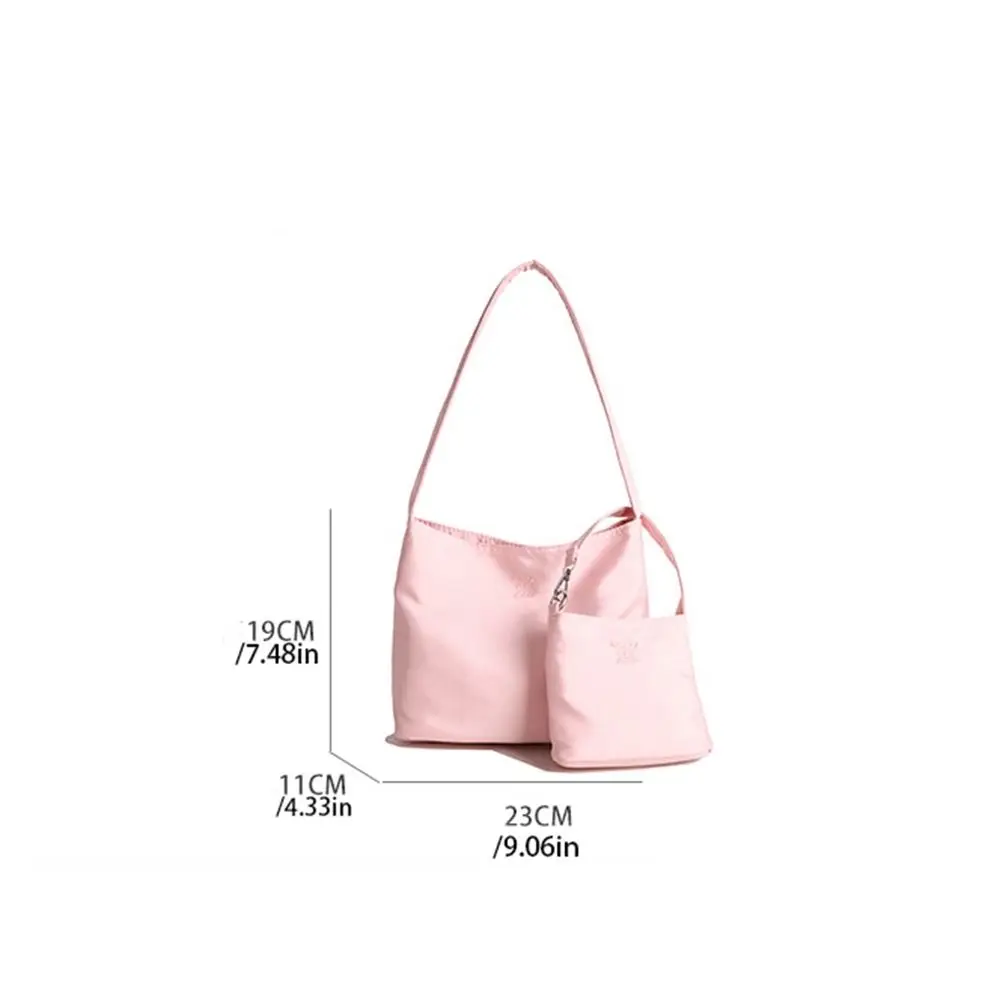 Koreaanse stijl nylon draagtas handtas grote capaciteit borduurwerk brief onderarmtas all-match pure kleur stoffen schoudertas dames