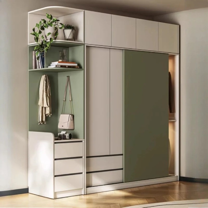 Wood Home Wardrobe Cabinet/ Closet Bedroom French Cream Wind Wardrobe Closet Storage Sliding Door Comforter Bedroom Furniture