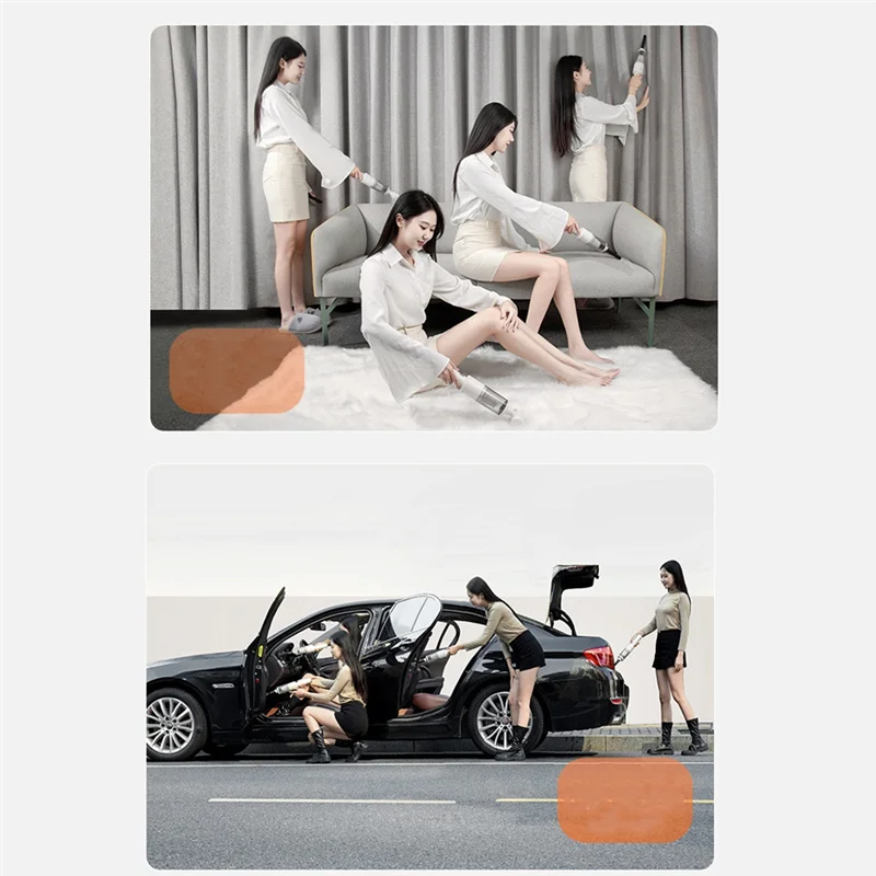 ABGR-車用掃除機 10000Pa 2 in 1 ワイヤレス充電エアダスター ホームオフィス用 ホワイト