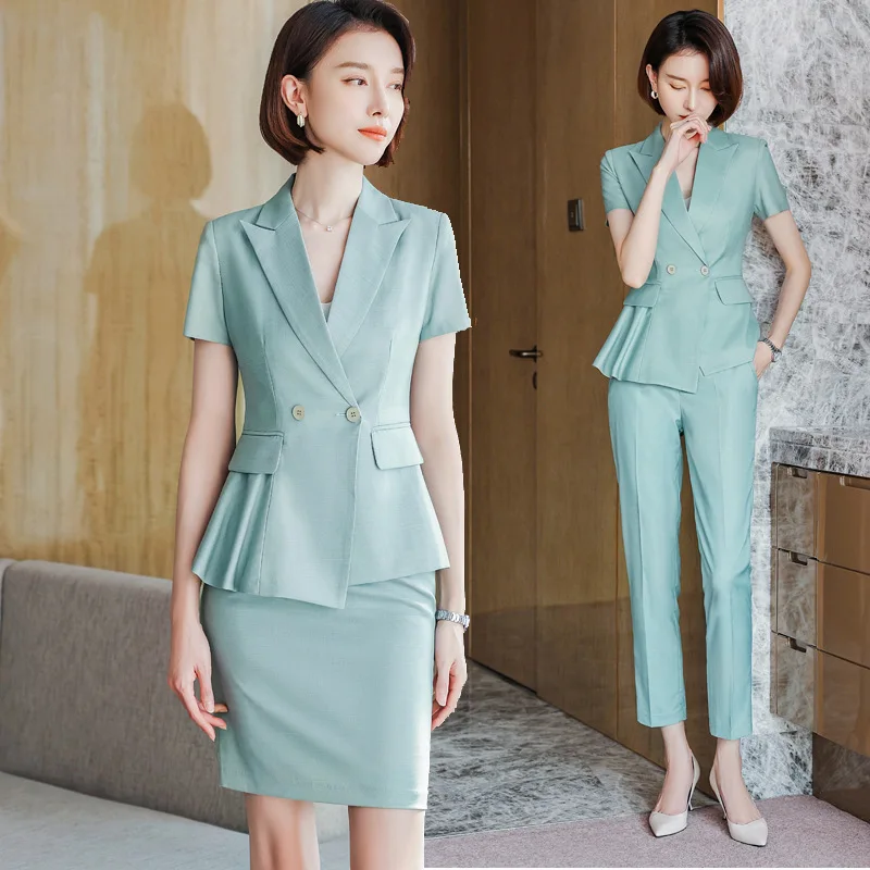 

Business Wear Summer Hotel Manager Short Sleeve Suit Formal Wear High-End Suit Skirt Workwear Thin Overalls Suit for Women