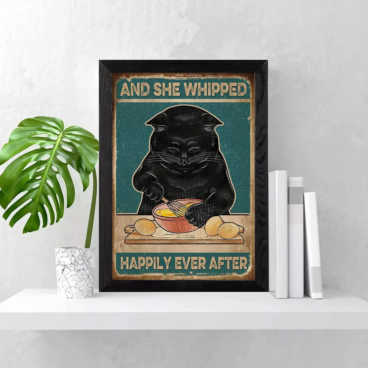 Metal Tin Sign - Decorations for Outside Funny and She Whipped Happily Ever After Vintage Cat Poster Decoration Garage Home Gard