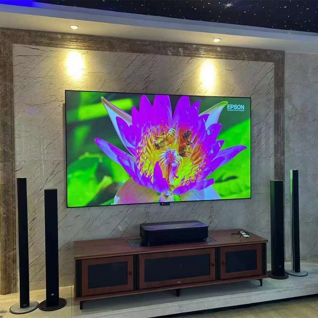 2024เครื่องฉายเฟรมคริสตัลสีดำสำหรับสัตว์เลี้ยงที่มีน้ำหนักเบา30 "- 120" สำหรับเครื่องฉายที่สั้นมาก