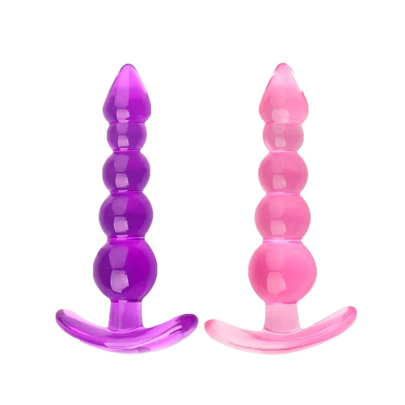 Soft Silicone Anal Beads Butt Plug with Safe Anchor Base Prostate Massager Unisex Adult Sex Toy for Men Women Couples Games