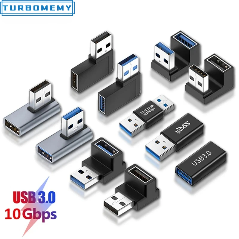 

90 Degree Right Angle USB 3.0 Extension Adapter Upward Elbow 10Gbps USB Connector For PC Male to Female Extension Plug Converter