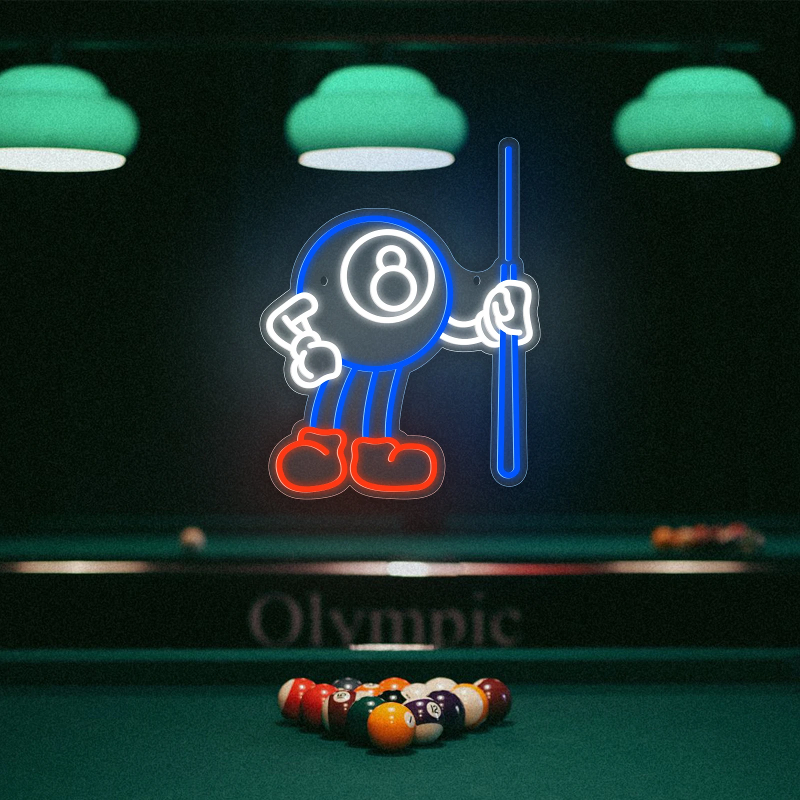 Cute Billiards Doll LED Neon Light Sign Acrylic Neon Sign USB For Billards Room Gaming Room Club Wall Decor Cartoon LED Signs