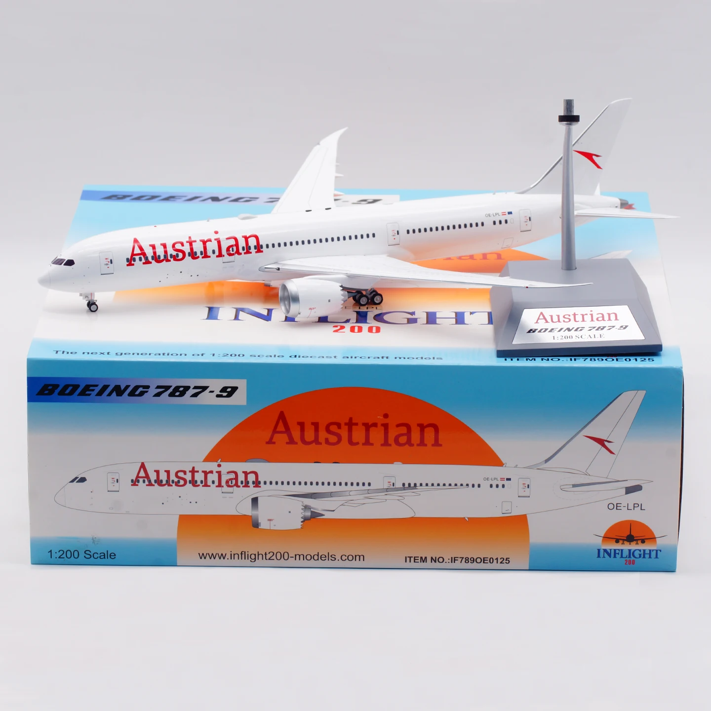 

IF789OE0125 Alloy Collectible Plane Gift INFLIGHT 1:200 Austrian Airlines Boeing B787-9 Diecast Aircraft Jet Model OE-LPL