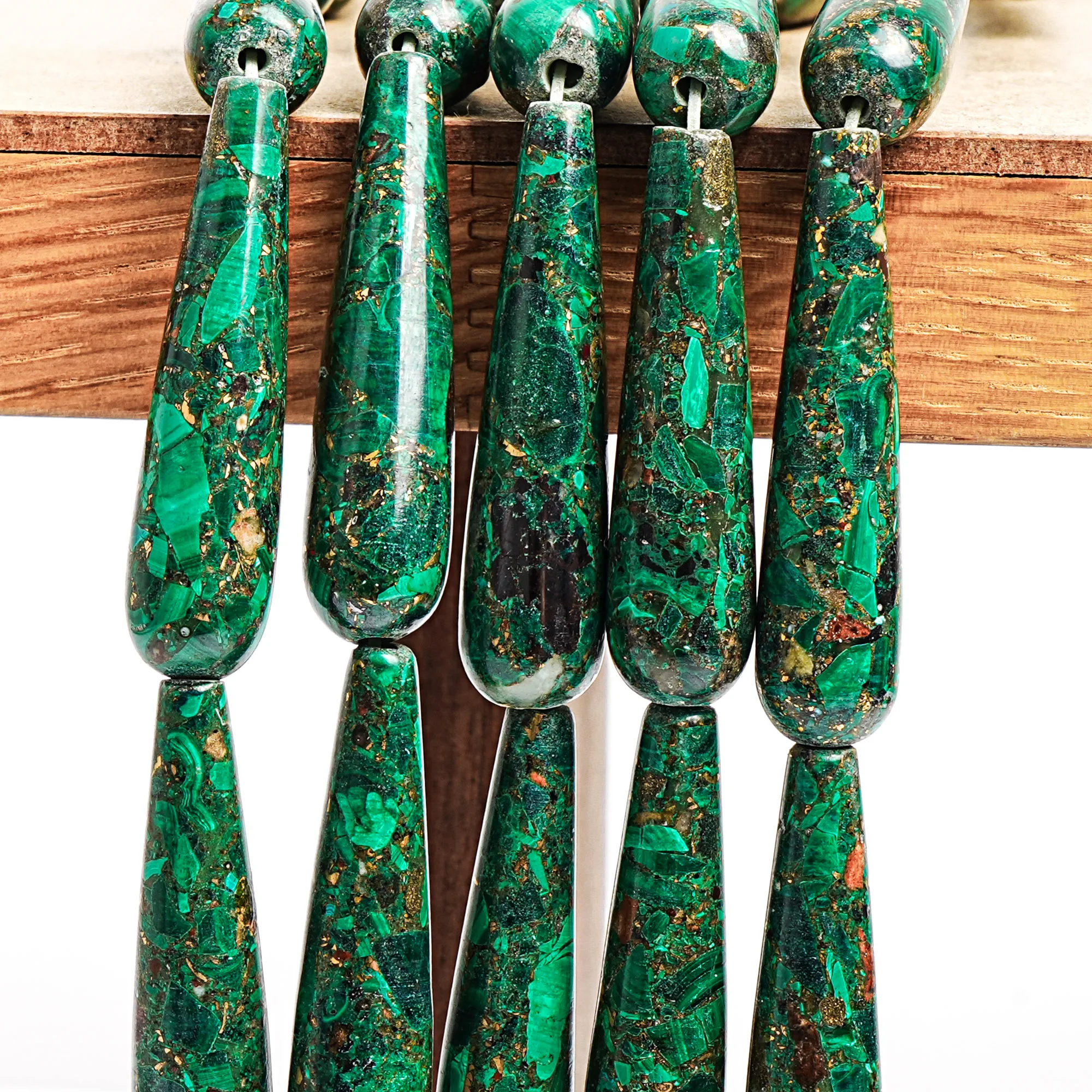 COPPER MALACHITE GEMSTONE BEADS 10X40MM DROPLET SMOOTH LOOSE BEADS FOR DIY NECKLACE BRACELET JEWELRY MAKING HANDMADE ACCESSORIES