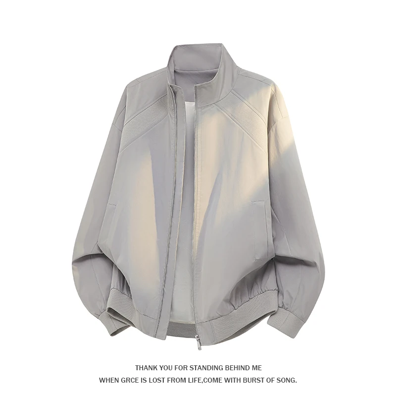 Men's Stand Collar Deconstructed Patchwork Bomber Jacket Plus Size Streetwear Casual Workwear Coat