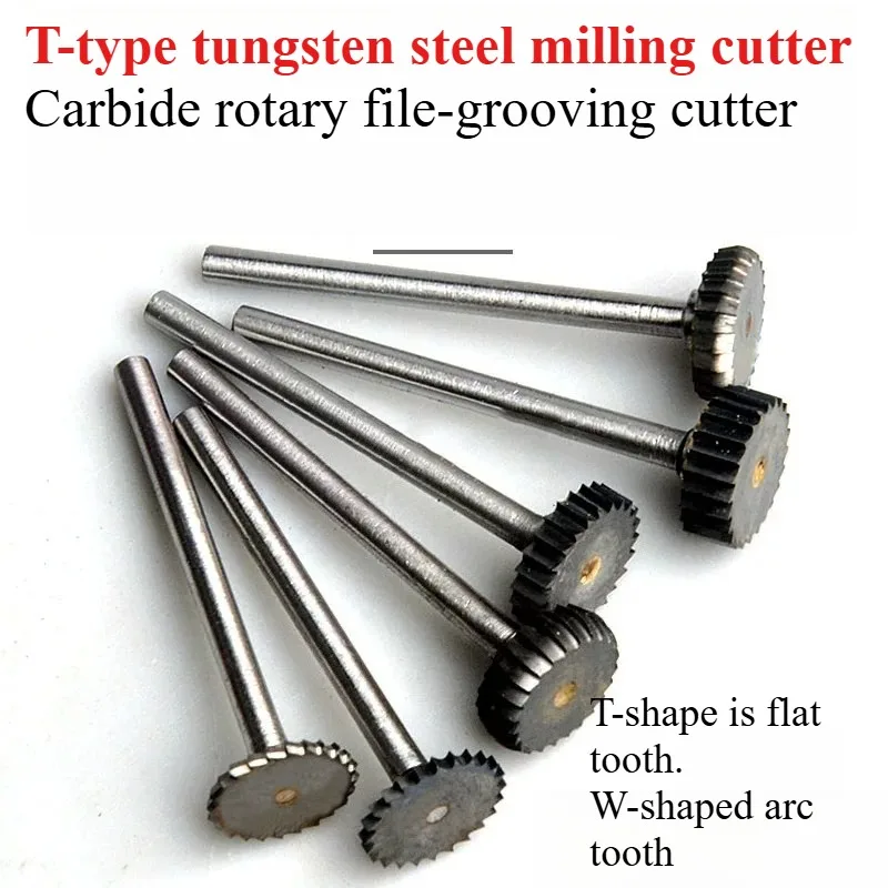 T Type Carbide Rotary File Arc Metal Cutter Bit Tungsten Hard For Aluminum Stone Plastic Carving Engraving For Dremel Metalwork