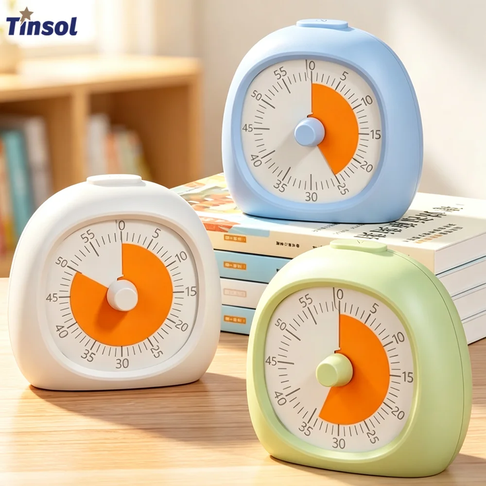 TINSOL Temporizador Visual Silencioso de 60 Minutos, Relógio Digital Prático de Plástico, Temporizador de Estudo, Auxílio para Foco para Crianças, Sala de Aula, Dever de Casa, Cozinha