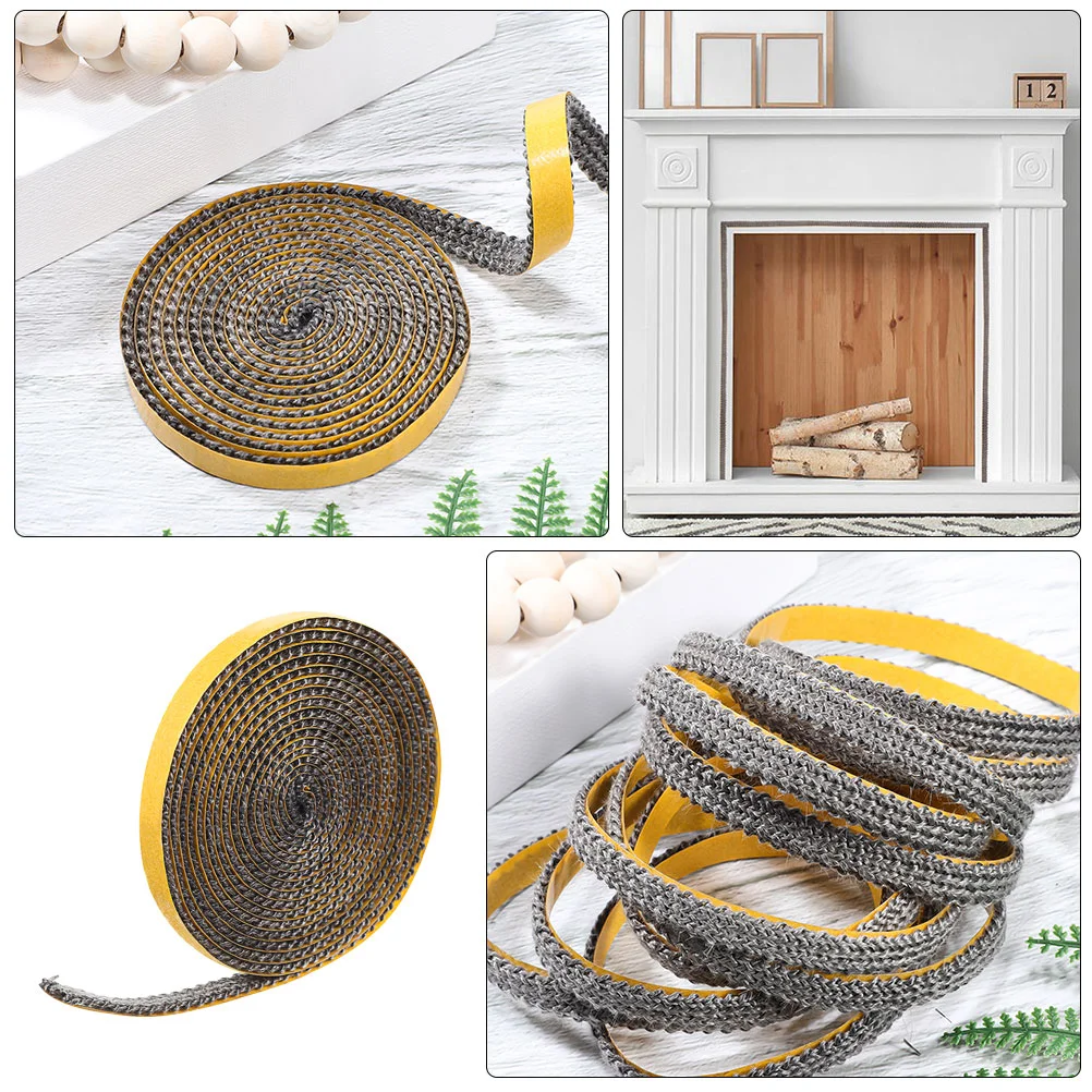 Fireplace Furnace Door Sealing Flat Rope Heat Resistant Stove Adhesive Tape Sealant Strip Replacement Insert Wood Gasket