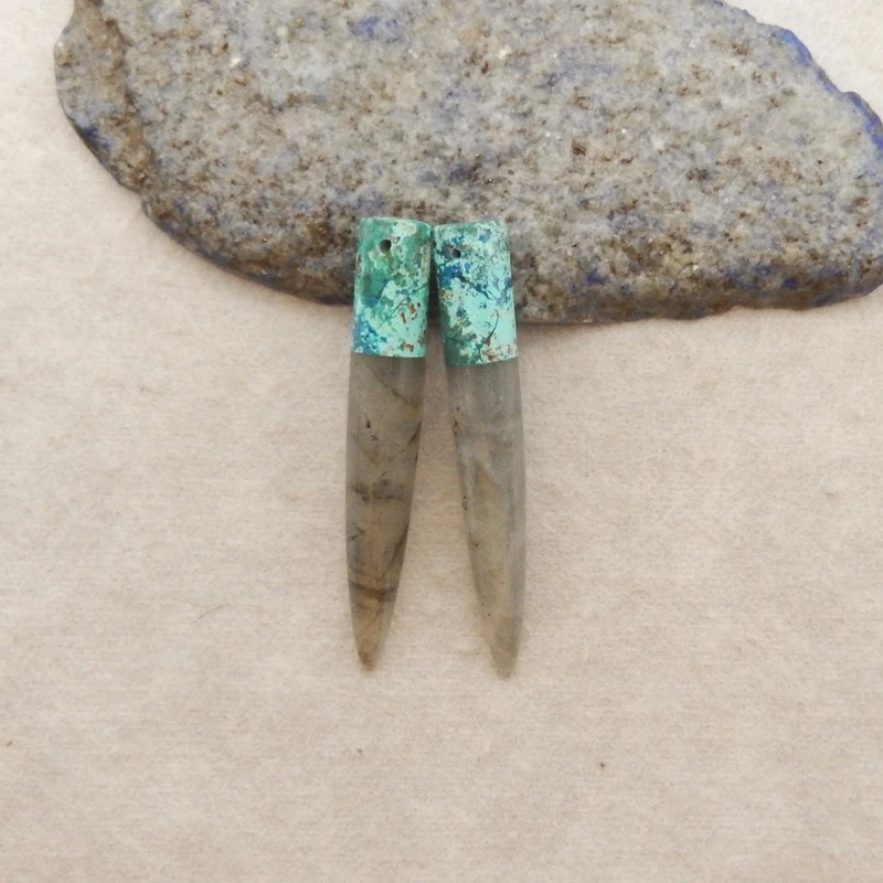 

Серьги-бусины из натурального камня хризокола и лабрадорита Инarsia 48x8 мм 8,3 г - аксессуары для вечеринок, ювелирные изделия