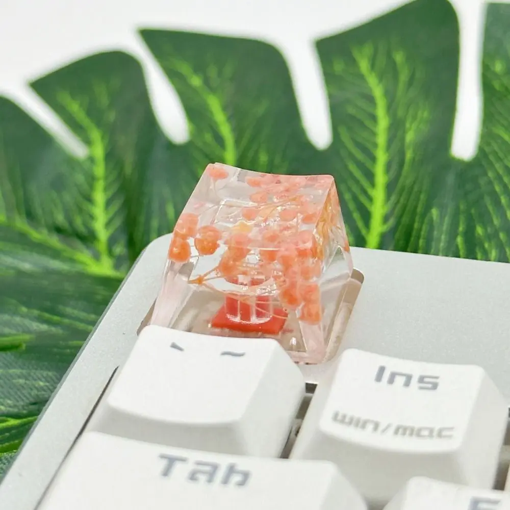 Translucent Dried Flower Keycaps Gypsophila Handmade Mechanical Keyboard Keycap DIY Leaves OEM R4 Resin Keycap Desktop Computer