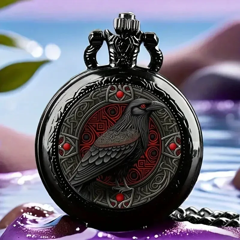 Colorful Pattern Medium Pocket Watch Retro Flip Decoration Necklace Watch Personalized Trend