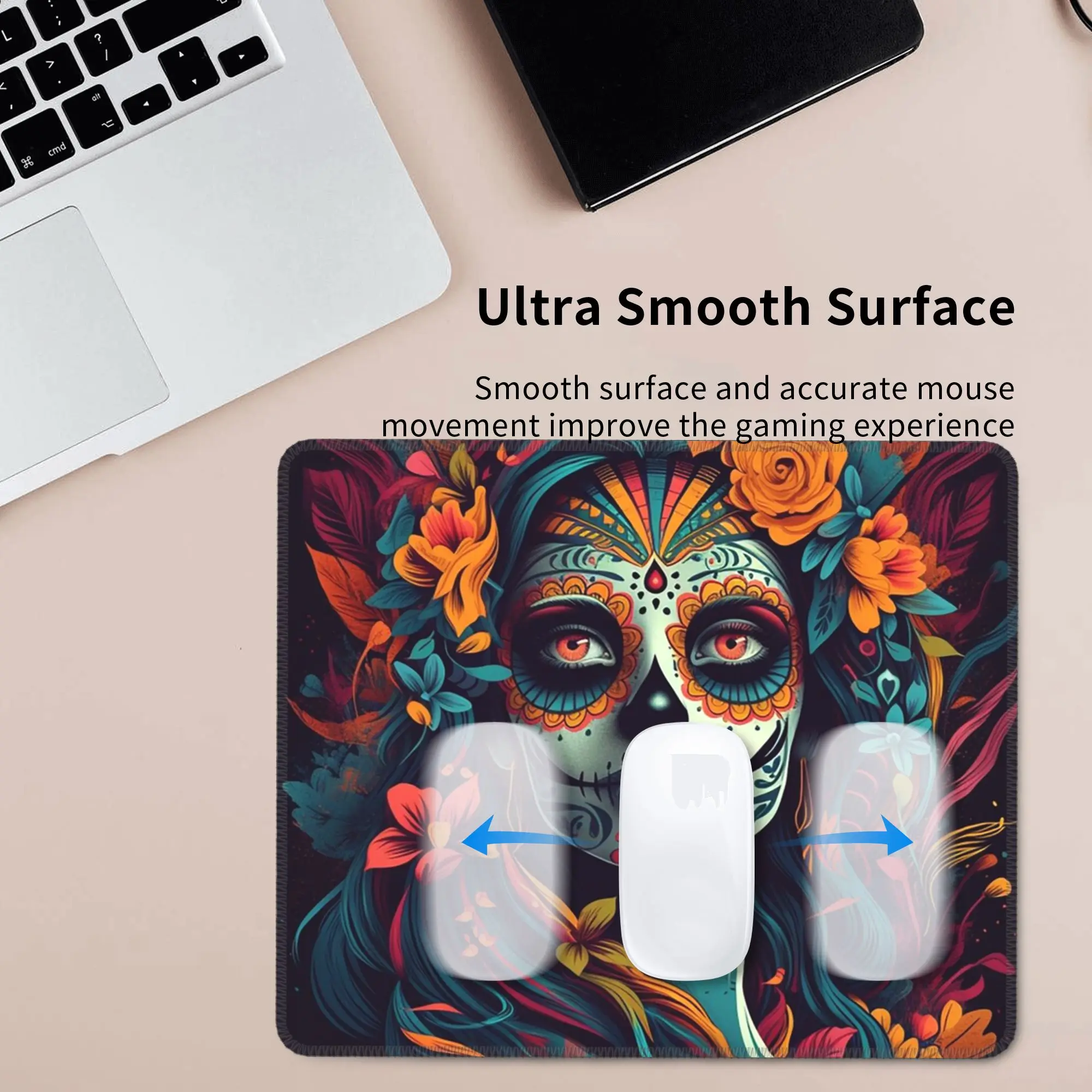 Mexican Catrina Girl Day Of The Dead Sugar Skull Mouse Pad Computer Keyboard Mouse Mat PC Laptop Desk Mat Accessories Table Mats