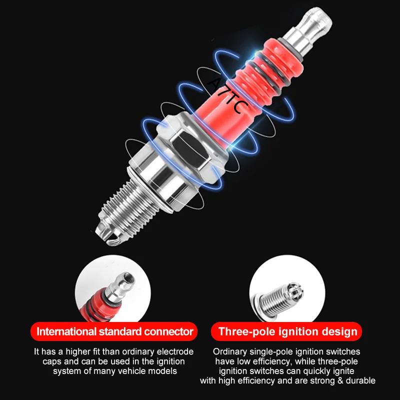 BLALION Racing Spark Plug 3 Triple Electrode A7TC D8TC For GY6 CG 50 70 110 125 150CC Motorcycle Atv Scooter Dirt Bike Go Kart
