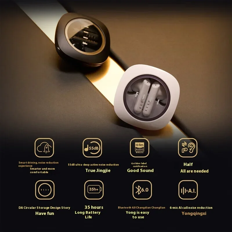 

Беспроводные Bluetooth-наушники FIIL Key Pro2 с 6 микрофонами, интеллектуальным шумоподавлением при вождении, водонепроницаемостью IPX5, спортивные наушники, индивидуальная настройка