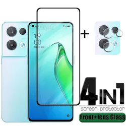 4-in-1 For OPPO Reno 8 Pro Glass For OPPO Reno 8 Pro Tempered Glass 9H HD Full Cover Screen Protector For Reno 8 Pro Lens Glass