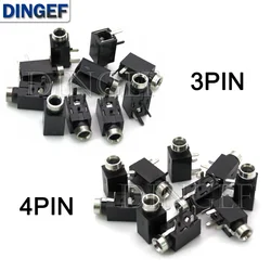 20PCS PJ-210 headphone socket 4PIN 3PIN plug seat small head jack 2.5mm audio female socket light hole