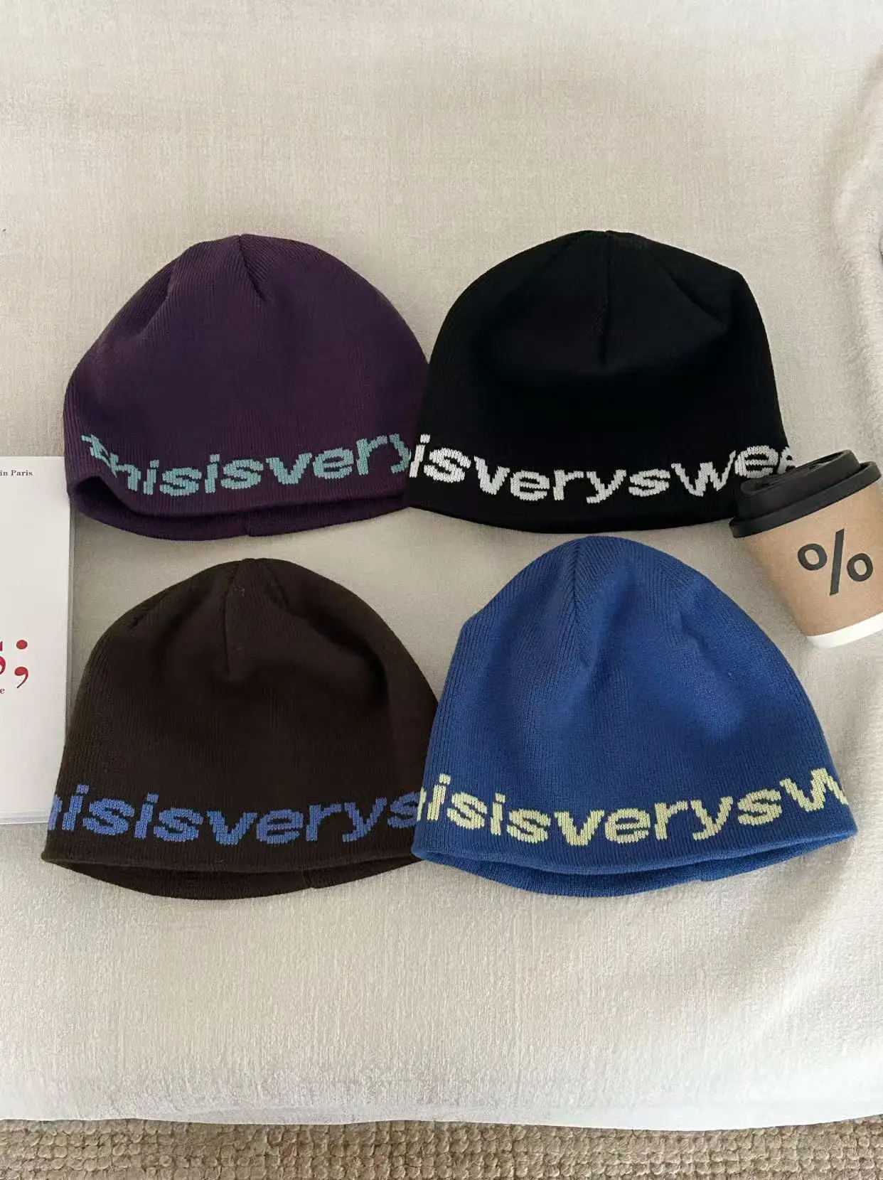 Unisex Neue Brief Drucken Gestrickte Hut Y2K Motorhaube Caps Warme Beanie Hüte für Frauen Outdoor Casual Street Wear Beanies für Mädchen – Detail 10