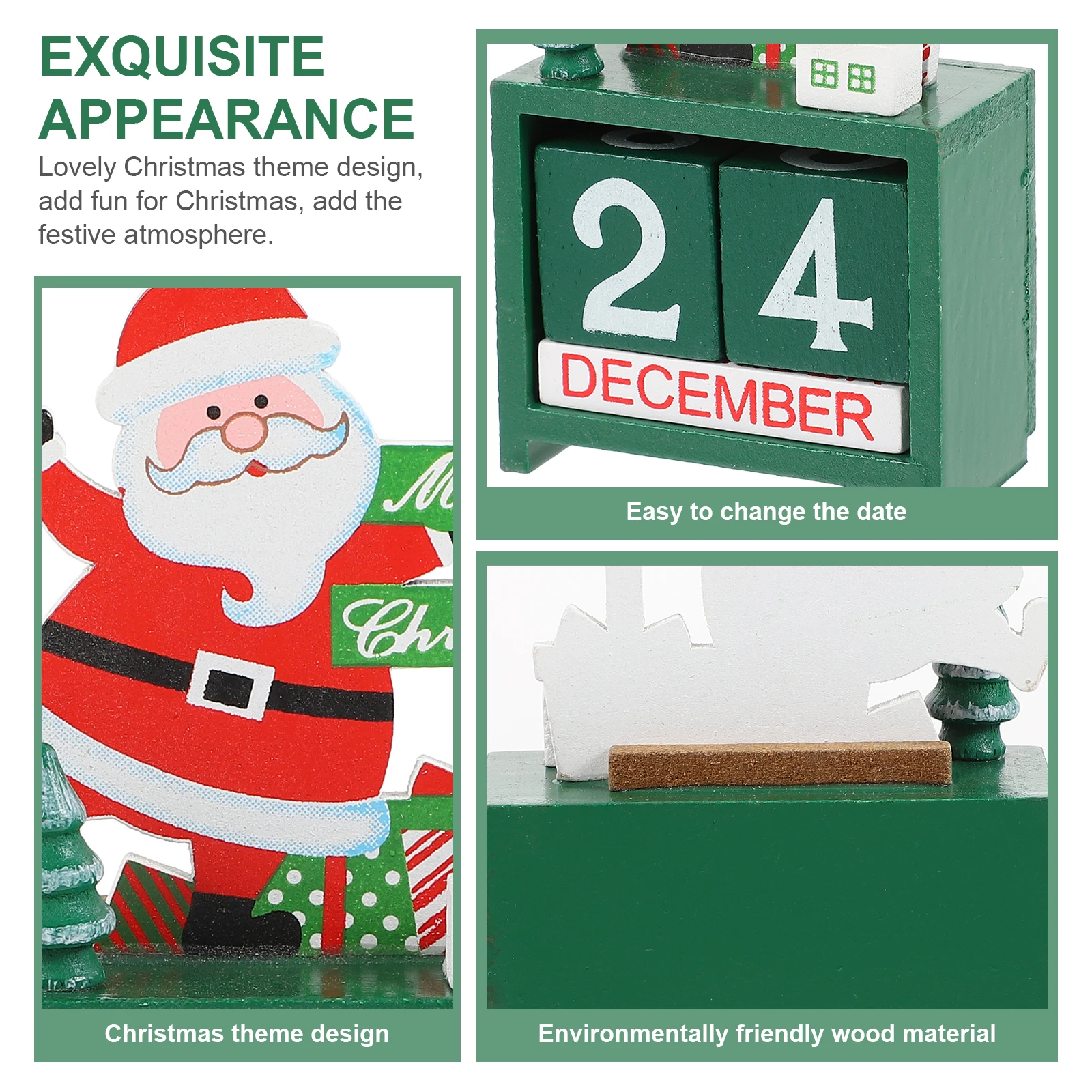 

Creative Wooden Christmas Calendar 2024 Desktop Adornment Xmas nament Home Decoration Bedroom Living Room Office Lovely Holiday