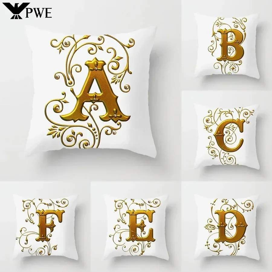 45*45 см европейское золото 26 букв наволочка с цифровым принтом персиковая кожа домашняя текстурированная наволочка домашний декоративный чехол для диванной подушки
