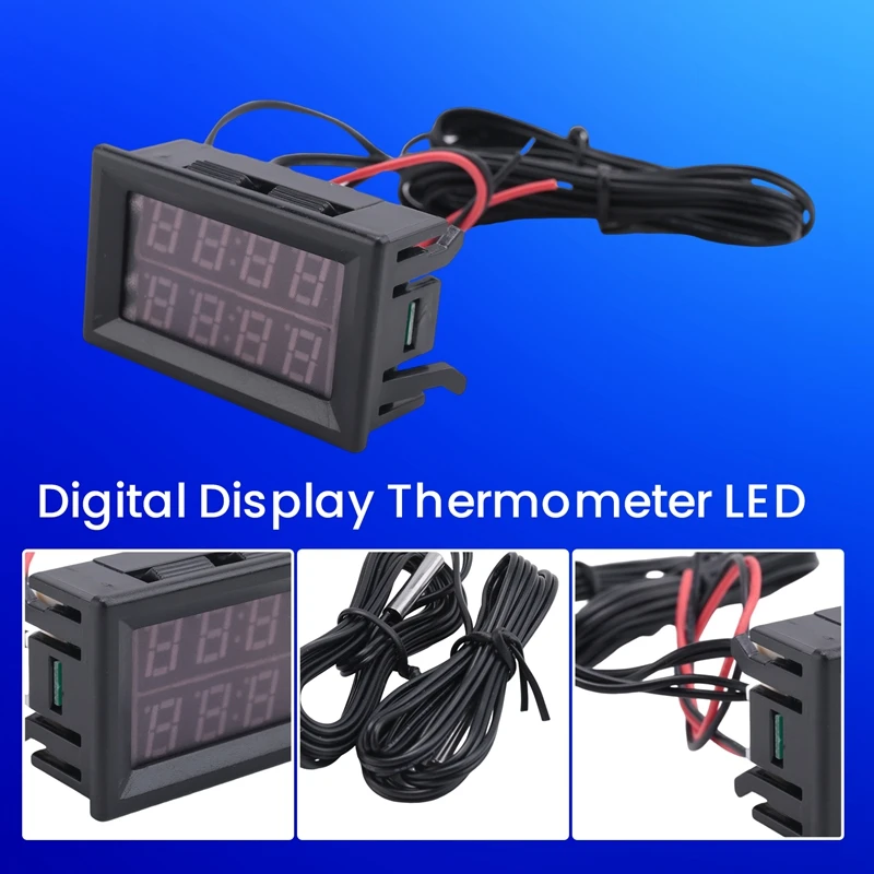 Dual Red LED Digital Display เครื่องวัดอุณหภูมิเซ็นเซอร์อุณหภูมิกันน้ํา 0.56 นิ้ว
