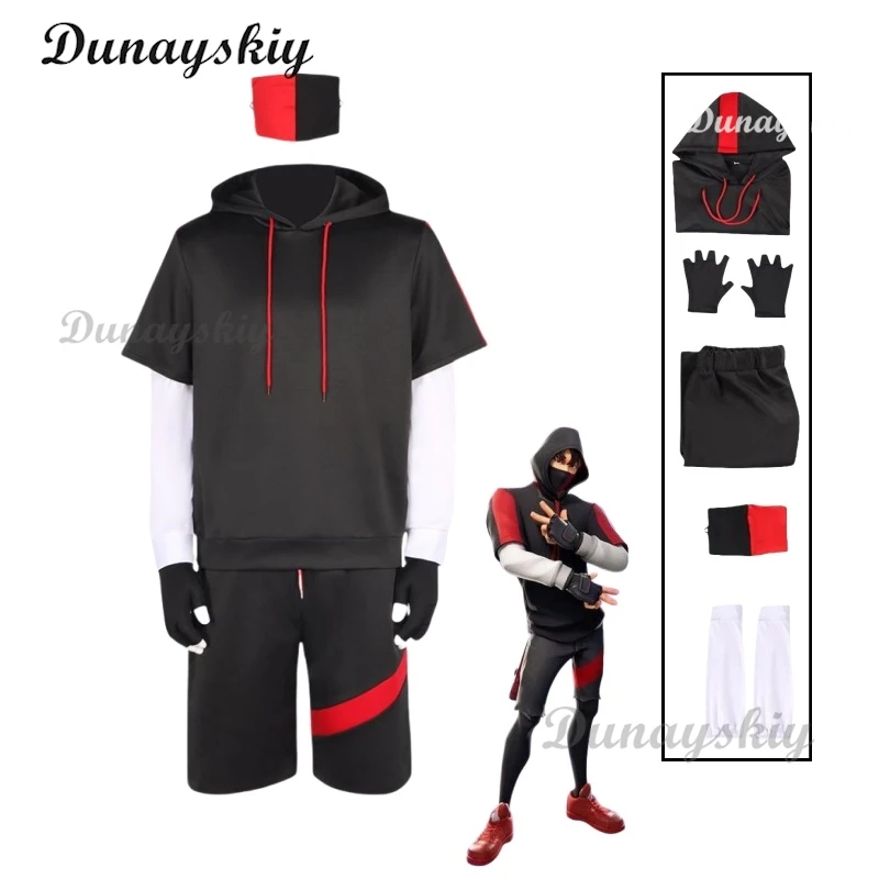 

Royale Ikonik Costumes Cosplay Hoodie Full Set Sports Sweatshirt Suit Outfits for adult Men Top Shorts Golves Halloween Suit