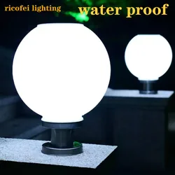 LED Round Ball Stainless Steel Solar Post Lamp Outdoor IP65 Waterproof Column Head Light For Garden Villa Pillar Garden Hotel LE