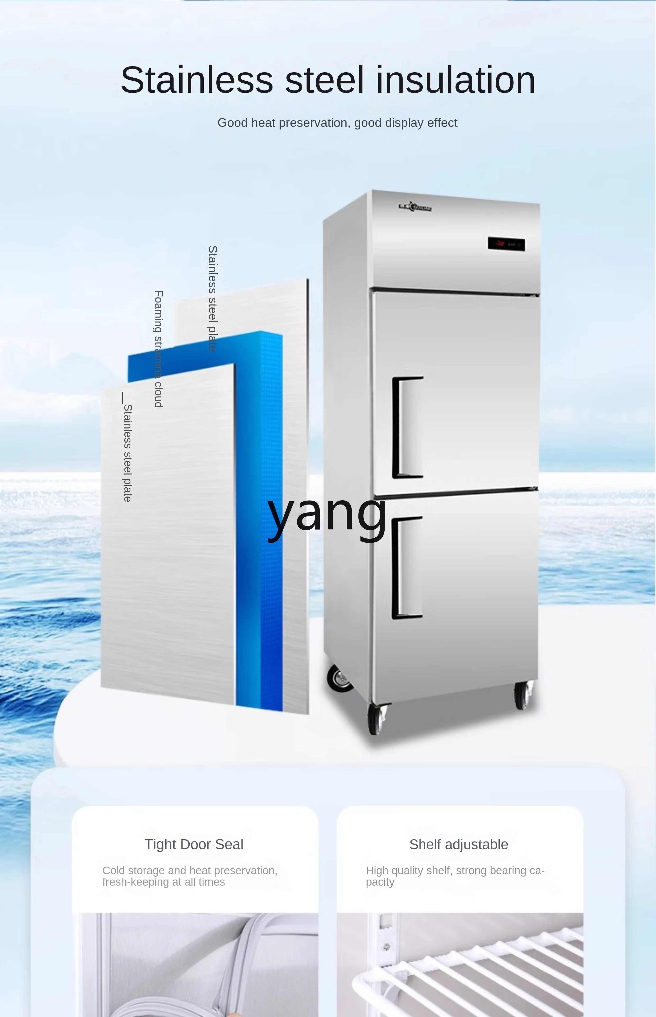 L'm Four-Door Refrigerator Commercial Vertical Copper Tube Stainless Steel Kitchen Double Temperature Refrigeration