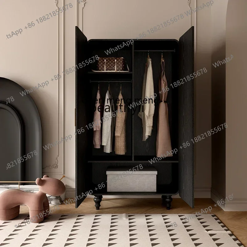 zq1French خزانة ملابس كلاسيكية من الخشب الصلب الخالص خزانة ملابس فاخرة بباب مزدوج وخزانة متكاملة خالية من التركيب #4